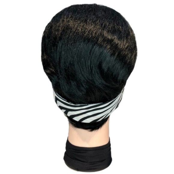 Zebra Striped Black and White Animal Print Bandana Tie Headband - Picture 6 of 13